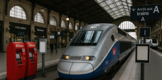 Paris train station with a TGV