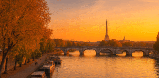 Paris in september with the seine