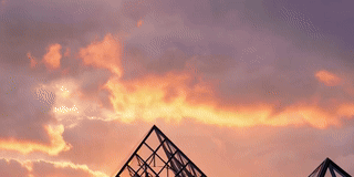 Sunset over the Louvres pyramids - Paris