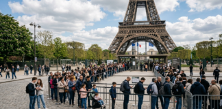 File d'attente devant la Tour Eiffel