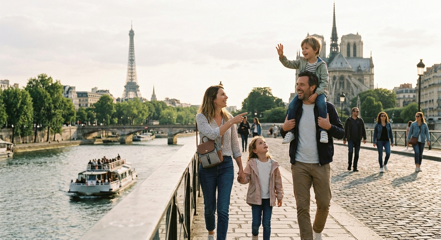 paris avec des enfants PARIS Une famille avec des enfants visitant Paris