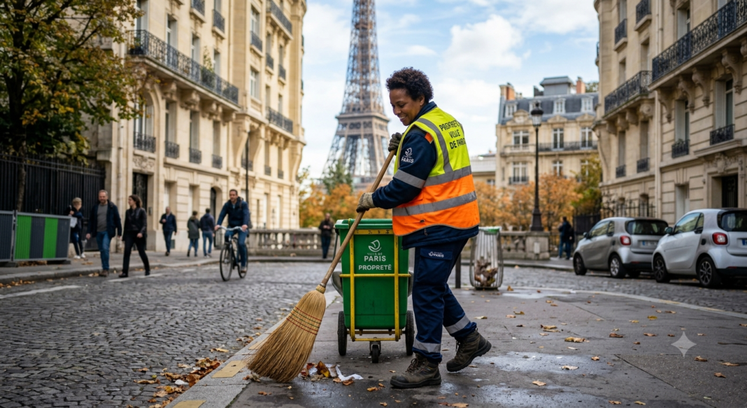 agent de la ville de Paris dédié à la propreté