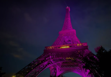 The Eiffel Tower Lit Up in Pink for October