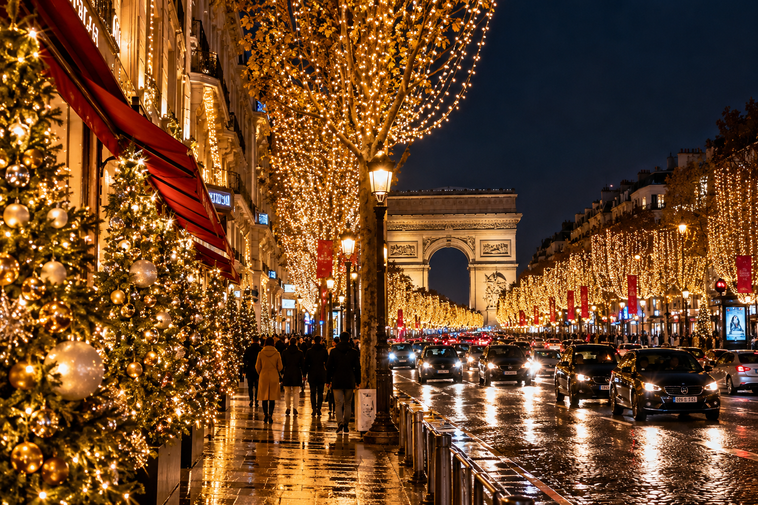 Boulevard parisien illuminé pour les fêtes PARIS Les champs Élysées décorés pour Noel