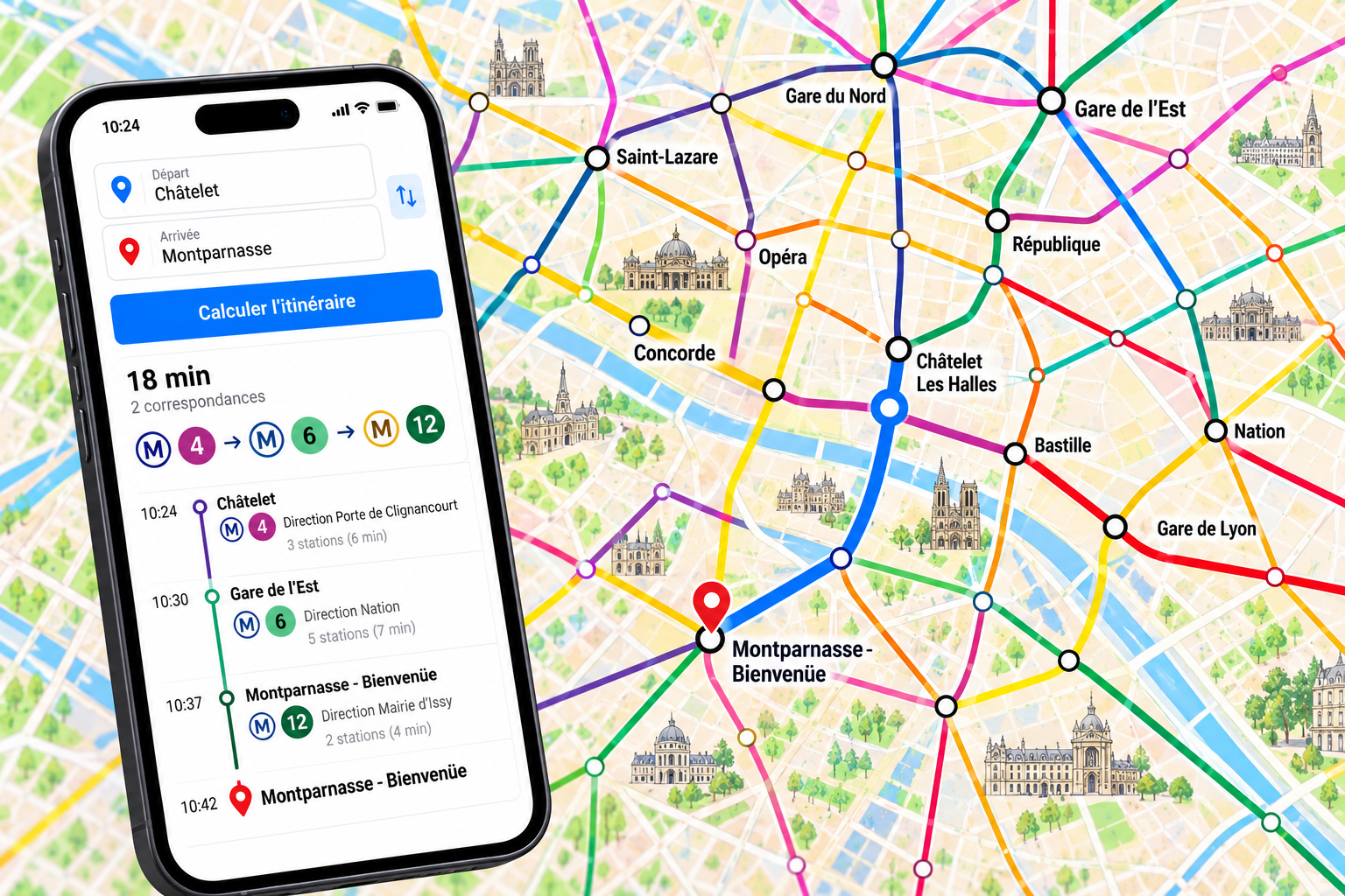 Paris City Tour on a Smartphone PARIS Paris Metro Route Map